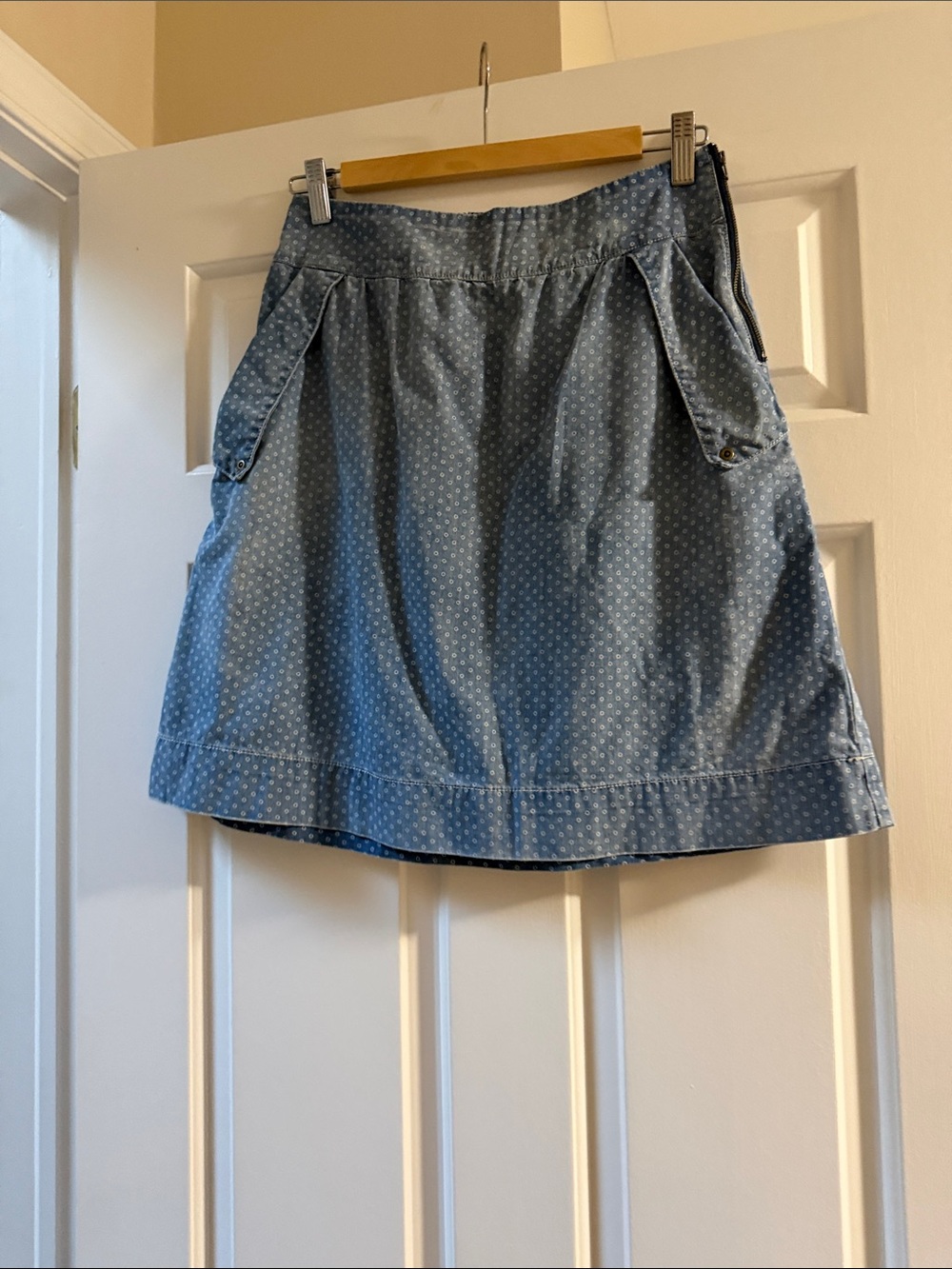 HOLDING HORSES Light Blue Polka Dot A-Line Skirt